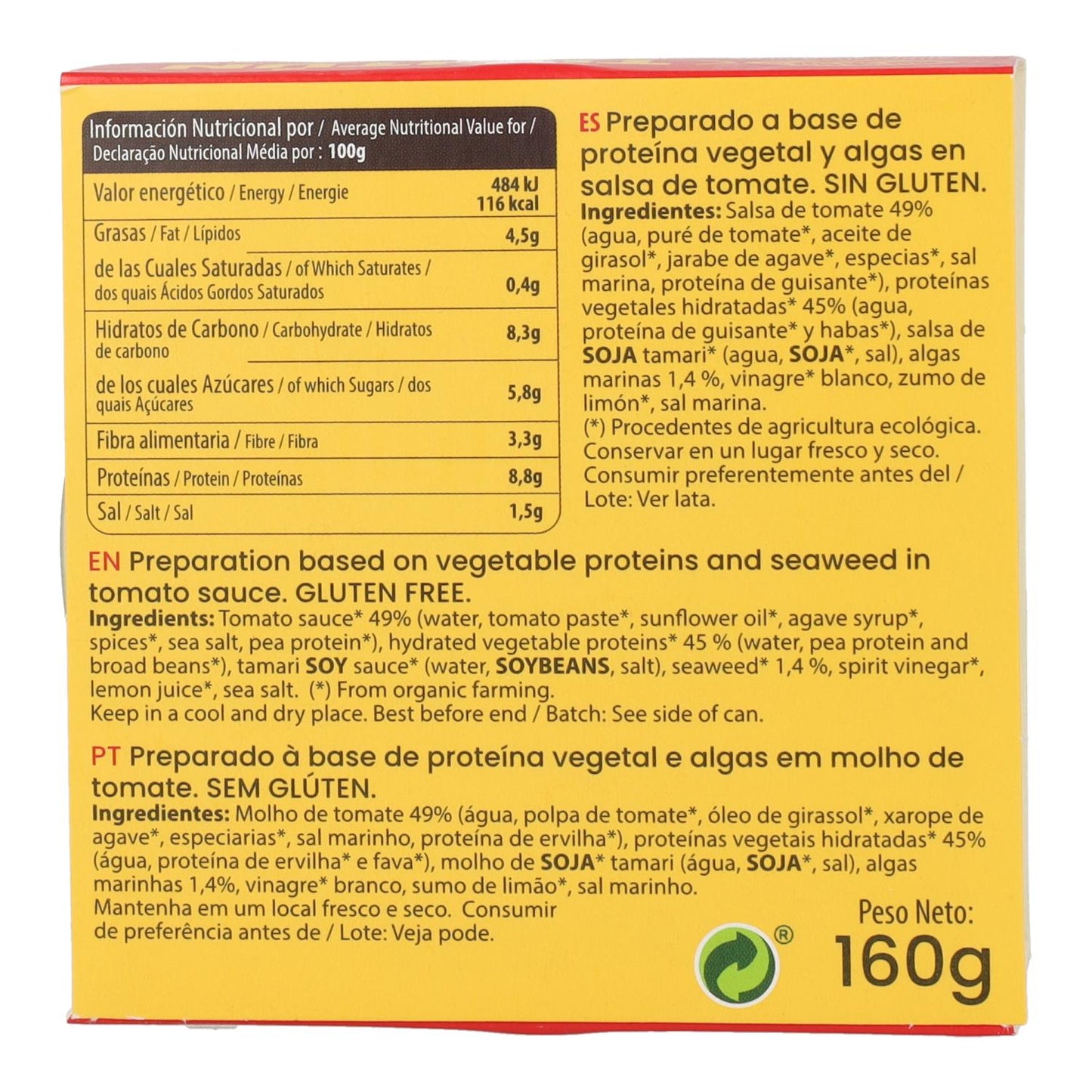 Tuntún Cavala Vegan com Tomate Natural Orgânico Sol 160 g