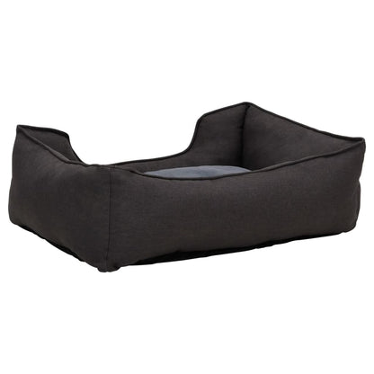 Cama De Perro De Felpa Apariencia De Lino Gris Oscuro / Vetonek_4