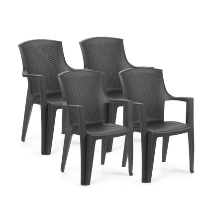 Pack 4 Sillas De Exterior Pacific Apilables, Polipropileno, Antracita, 55 X 91 X 60_1
