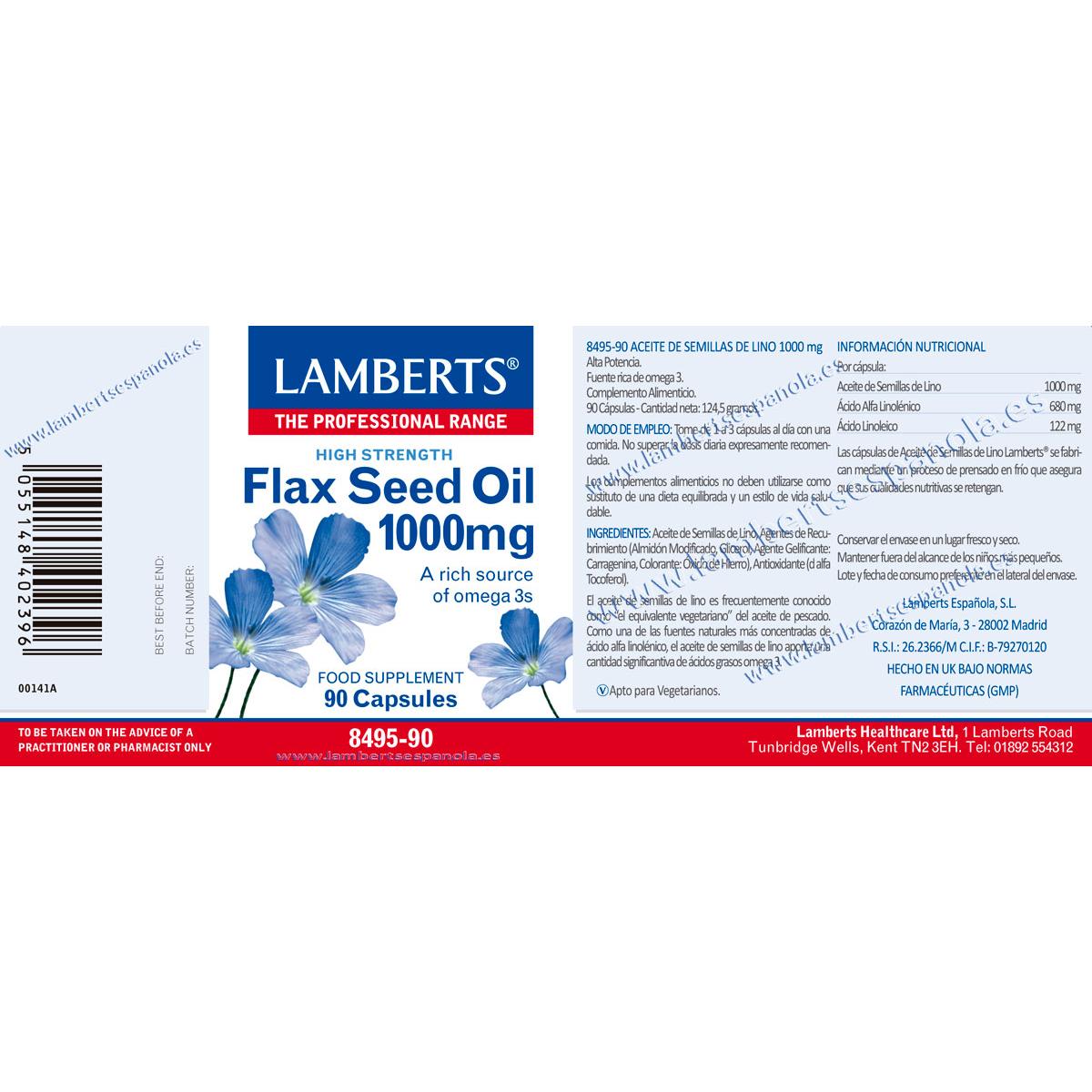 Óleo de Linhaça Lamberts 90 cápsulas
