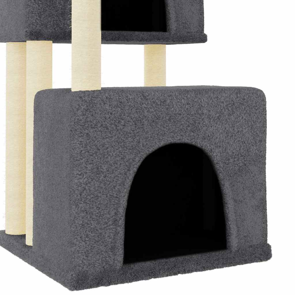 Rascador Para Gatos Con Postes De Sisal Gris Oscuro 122 Cm_5