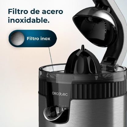 Exprimidor Eléctrico De Brazo Para Naranjas Y Cítricos Xqueeze Retrojuice 600 Steel. 600w, Estilo Retro, Filtro De Acero Inoxidable, Cono De Plástic_2