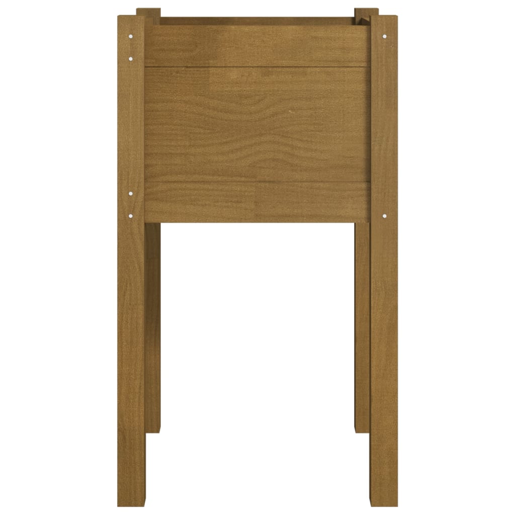 Jardinera De Madera Maciza De Pino Marrón Miel 40x40x70 Cm_3