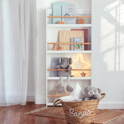 Well Home - Estantería Biblioteca Clásica De Madera - Color Blanco - 4 Pisos - 118 X 55 Cm_3