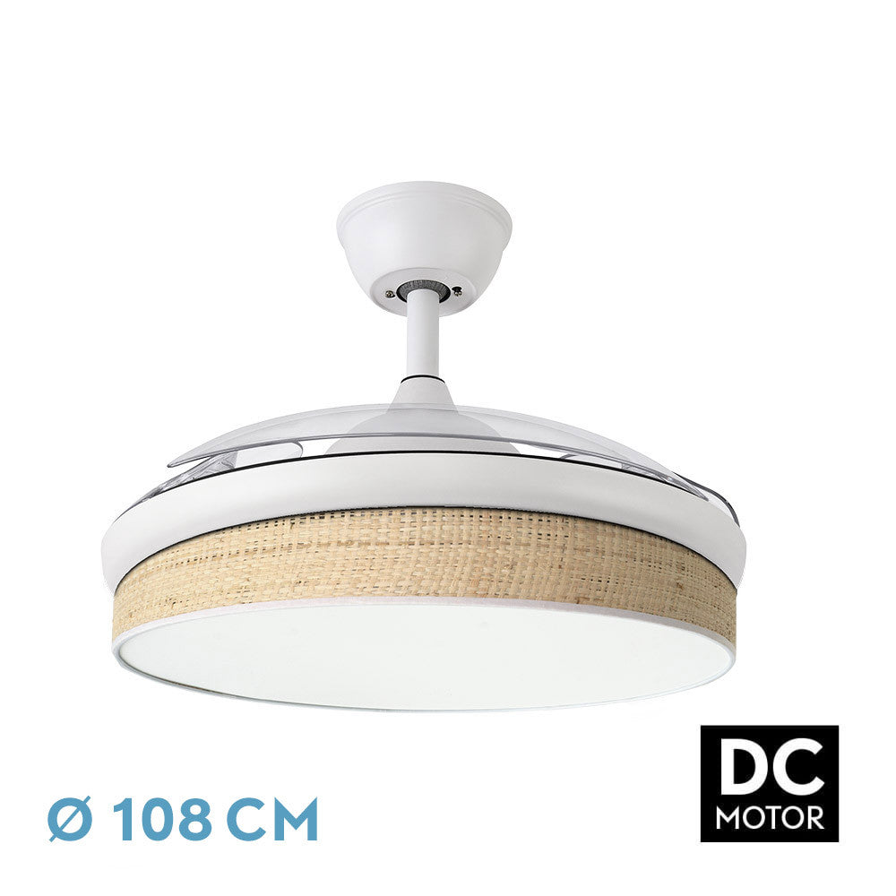 Ventilador Dc Moda 72w Blanco/caã±izo Claro 108d 3aspas 7200lm 3000k,4000k,6000k Remoto+memoria+temporizador_0