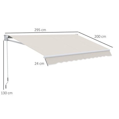 Outsunny Toldo Manual Retráctil Con Manivela 200x295 Cm Protección Solar Uv50+_2