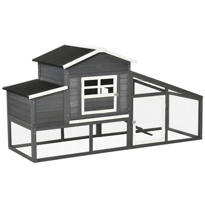 Pawhut Gallinero Madera Exterior Con Corral De Alambre Techos Asfálticos Gris_0