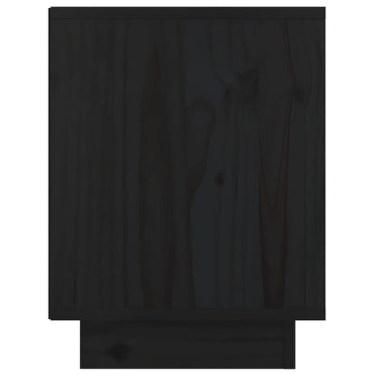 Mesita De Noche De Madera Maciza De Pino Negro 40x30x40 Cm_3