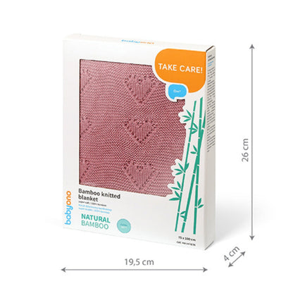 Manta Natural Para Bebé Corazones 100% Bambú Rosa_2