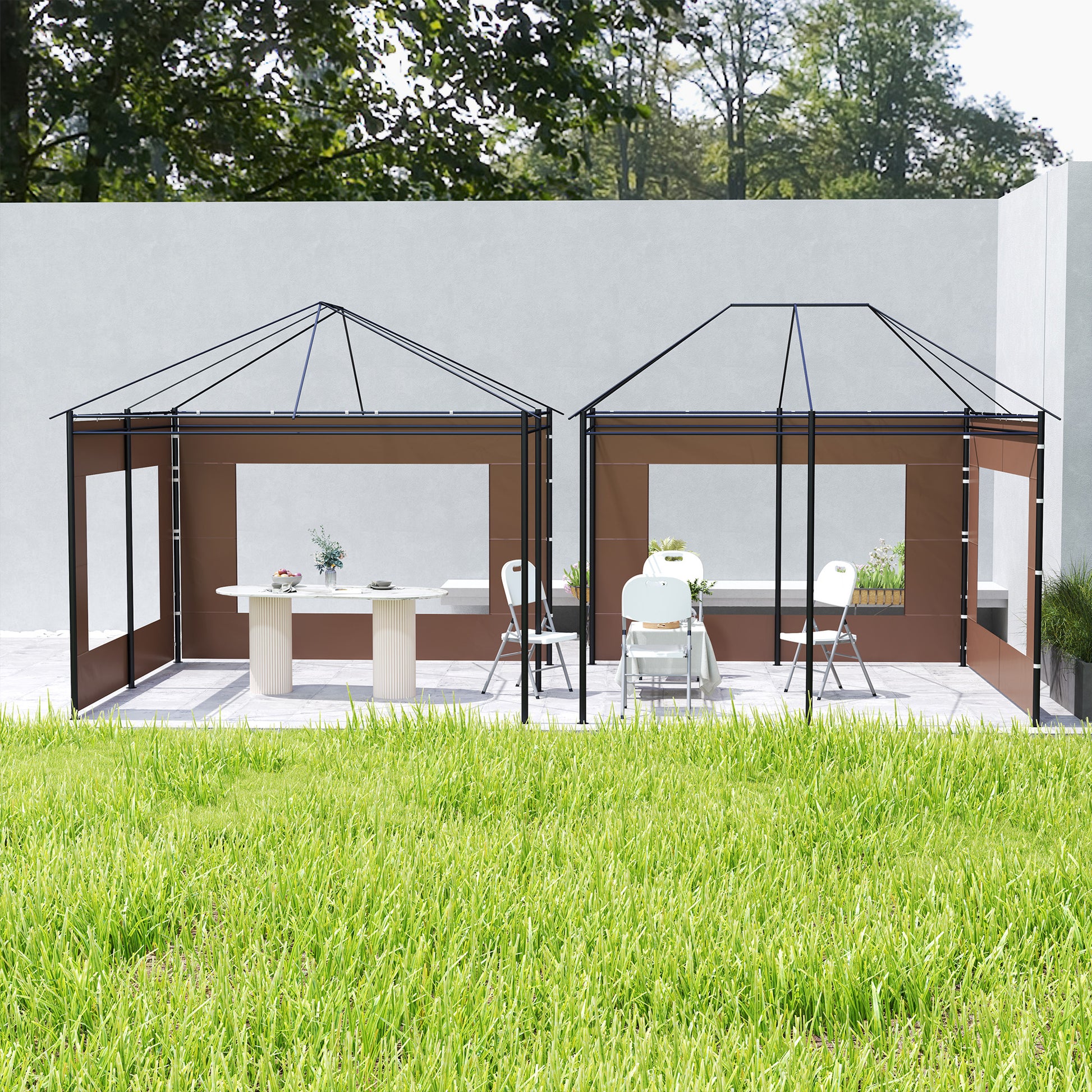 Outsunny Paredes Laterales Para Carpa De 4 Paneles 295x195 Cm Marrón_1