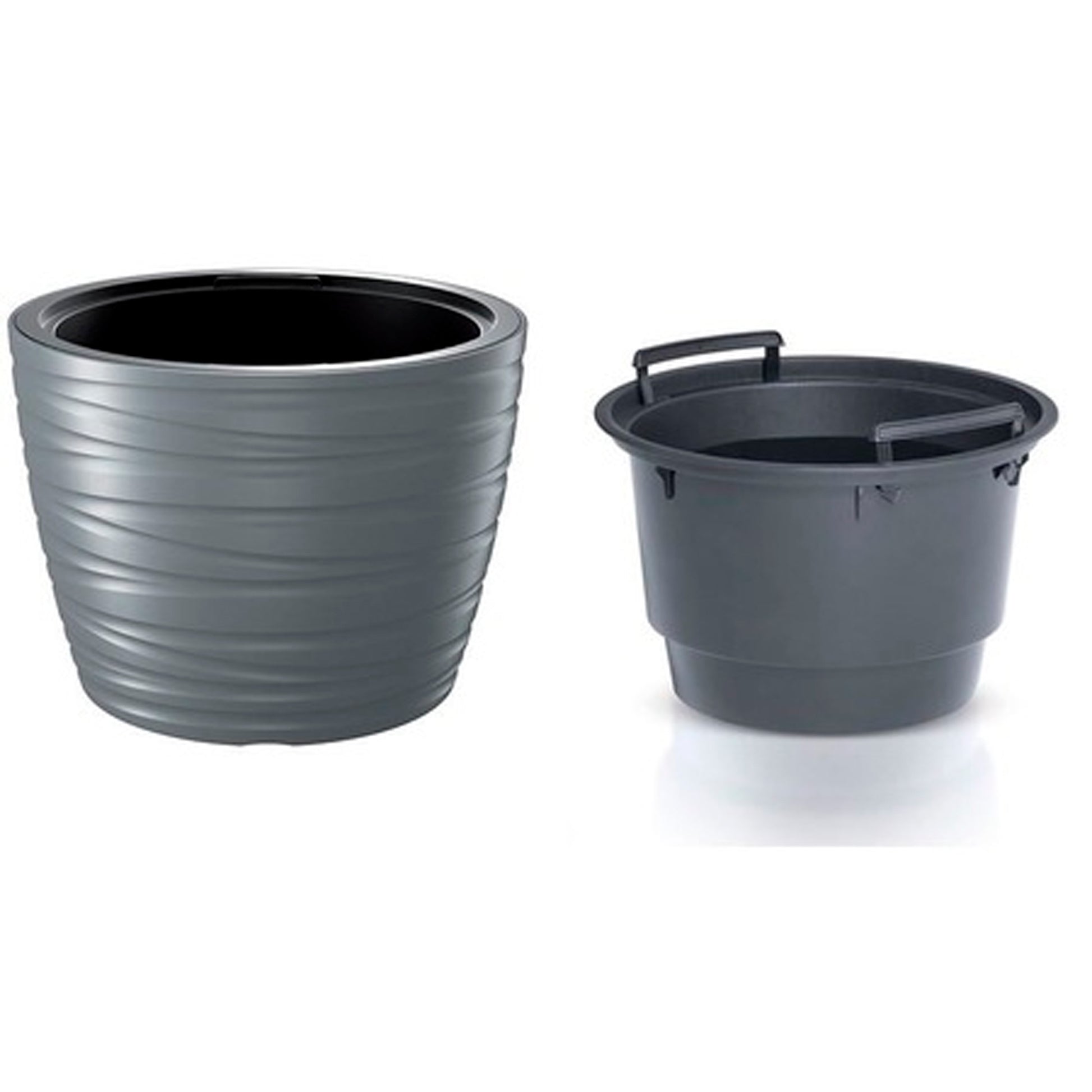 Maceta Baja Con Deposito 22l Maze De Plastico En Color Gris Grafito 37,5 (largo) X 37,5 (ancho) X 27,9 (alto) Cm_1