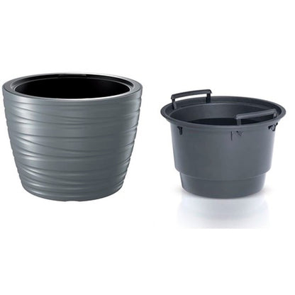 Maceta Baja Con Deposito 48l Maze De Plastico En Color Gris Grafito 47,5 (largo) X 47,5 (ancho) X 34,9 (alto) Cm_1