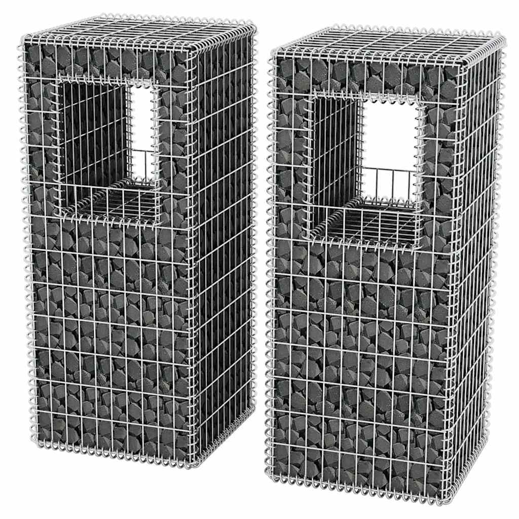 Cesta Poste/jardinera De Gaviones 2 Unidades Acero 50x50x120 Cm_2