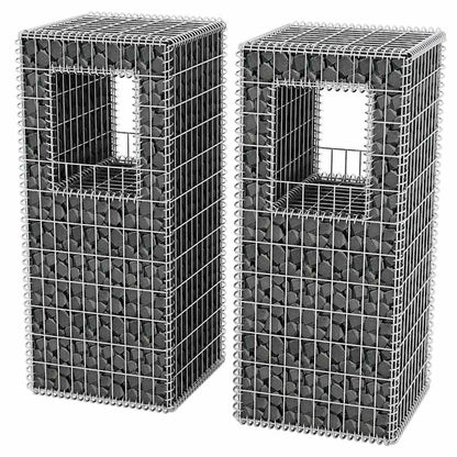 Cesta Poste/jardinera De Gaviones 2 Unidades Acero 50x50x120 Cm_2