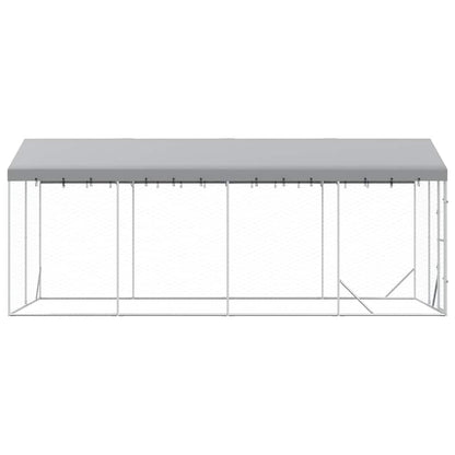 Perrera De Exterior Con Toldo Acero Galvanizado Plata 3x6x2,5 M_4