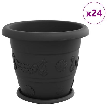 Macetas 24 Uds. Negro Ø 34 X 28 Cm Plástico_0