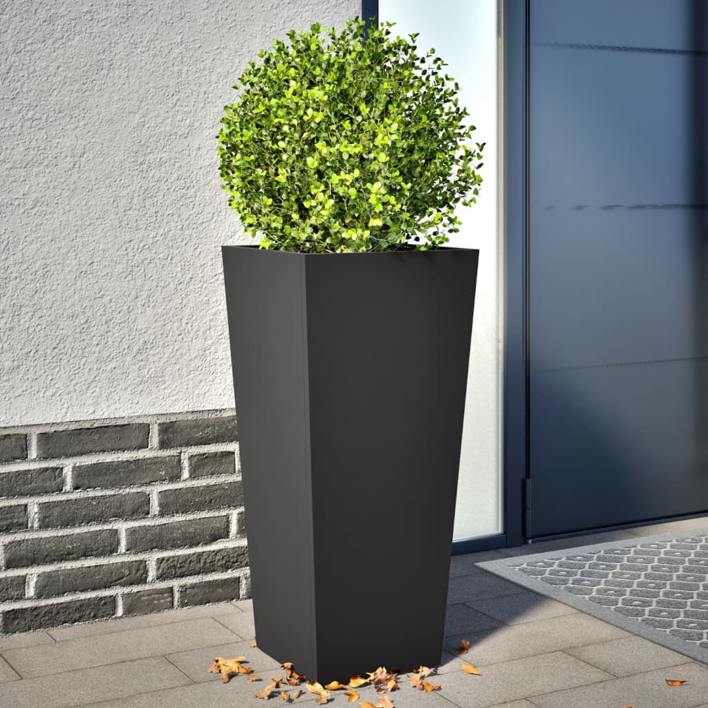 Jardineras 2 Uds De Acero Negro 35x35x75 Cm_1