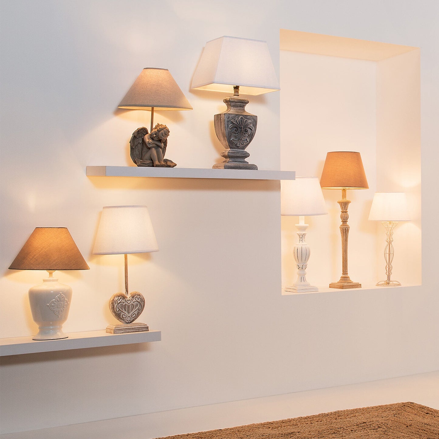 Well Home - Lámpara Droit Mdf Et Lino renzo Blanco_2