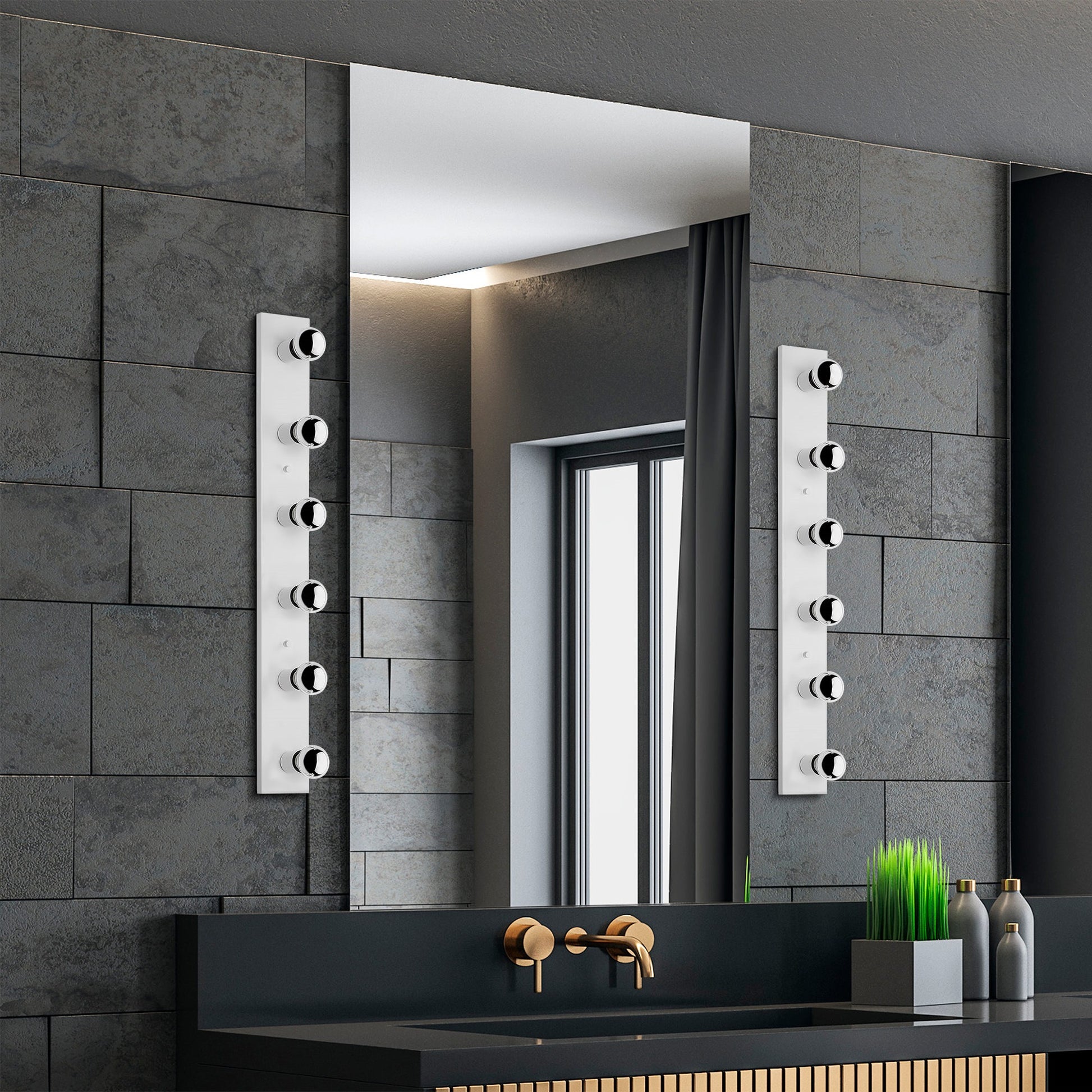 Aplique De Pared, Metal , Blanco, 10x10x91, Casquillo 6 X E27 Max 40 W