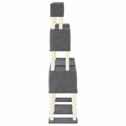 Rascador Para Gatos Con Postes De Sisal Gris Oscuro 199 Cm_3