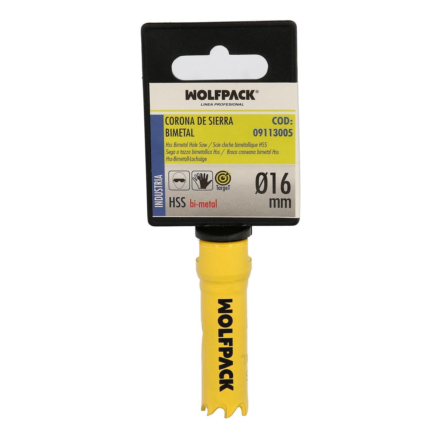 Corona Sierra Bimetal Ø 16 Mm. Templado Termico, Base Reforzada. Corona Madera, Broca Agujeros Madera, Acero, Hierro, Plasticos