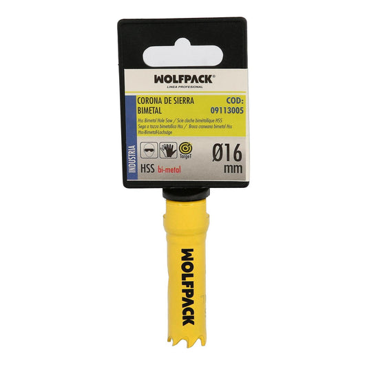 Corona Sierra Bimetal Ø 16 Mm. Templado Termico, Base Reforzada. Corona Madera, Broca Agujeros Madera, Acero, Hierro, Plasticos