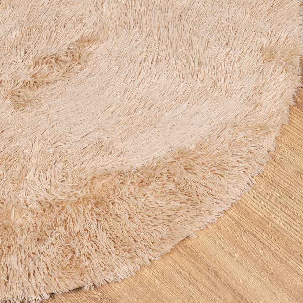 Vidaxl Alfombra Peluda De Pelo Largo Navarra Beige 160x160cm Poliéster_3