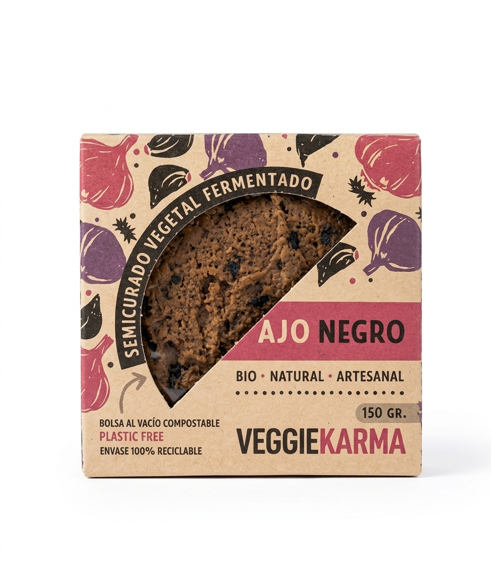 Queso Vegano Semicurado Vegetal Con Ajo Negro 150 g_0