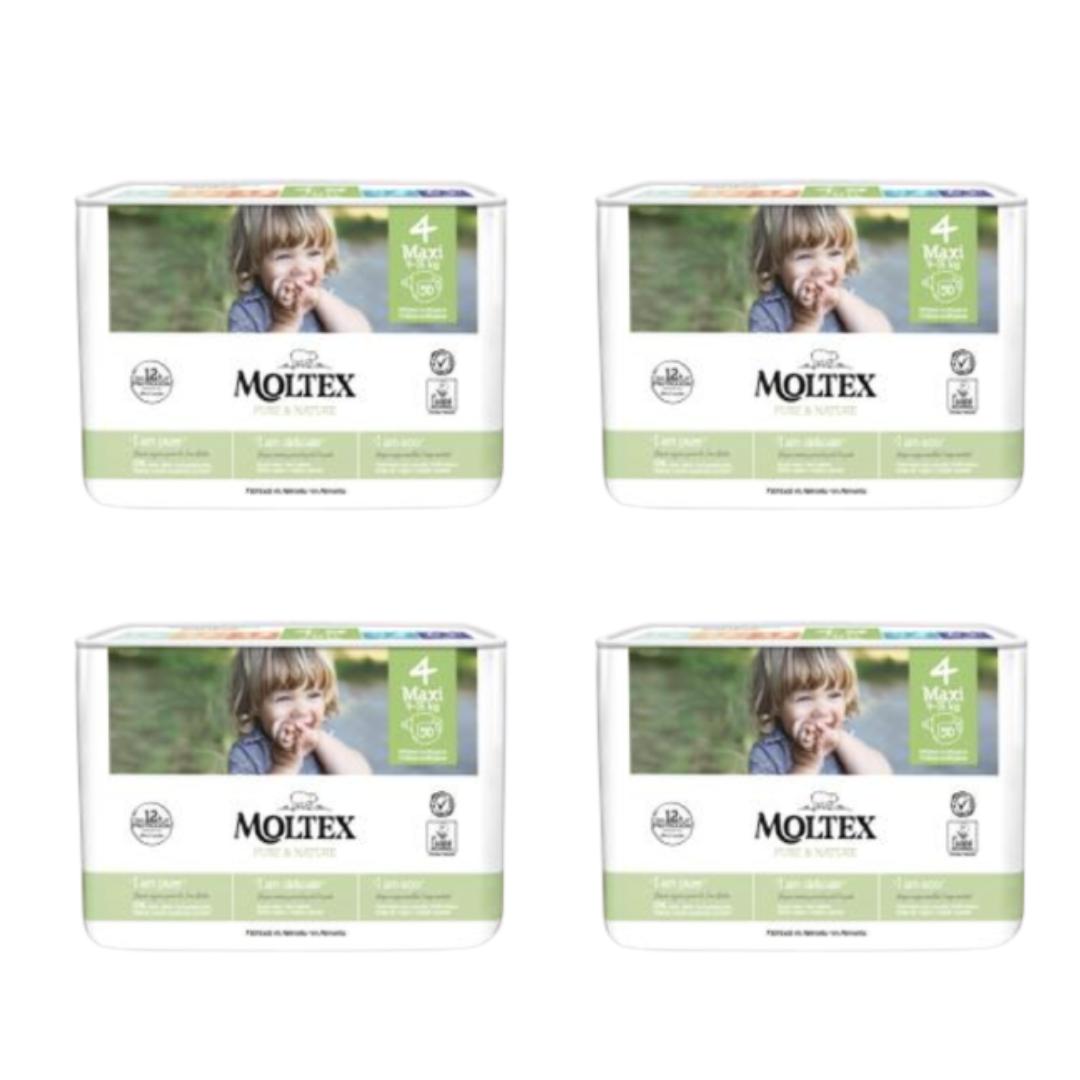 Pacote de poupança fraldas T4 (9-15 kg) Moltex Pure &amp; Nature, 200 unidades