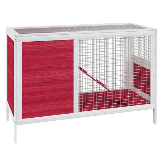 Conejera De Madera Maciza De Pino Roja 103x44x69,5 Cm_0