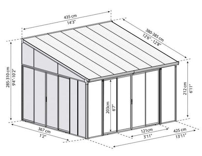 Pérgula fechada em alumínio San Remo cinzento 385x435 cm Canopia da Palram