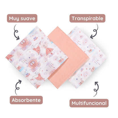Babyono Pack 3 Muselinas Natural Algodón 70x70 Cm | Suavidad Imprescindible Para Cada Día_2