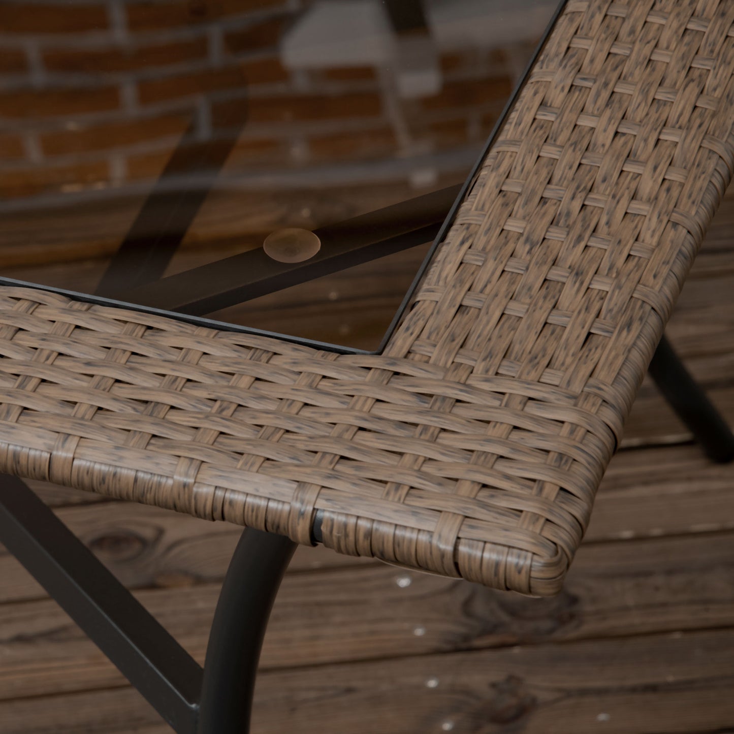 Outsunny Conjunto De Muebles De Jardín De Ratán Incluye 6 Sillas Y Mesa Marrón_4