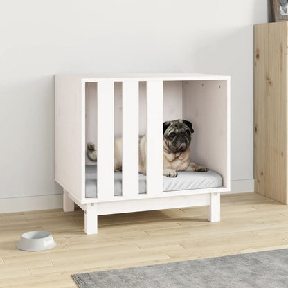 Caseta Para Perros Madera Maciza De Pino Blanco 60x45x57 Cm_1