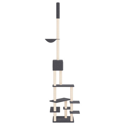 Vidaxl Árbol Rascador Gatos Suelo A Techo Gris Oscuro 268,5-294,5 Cm_3