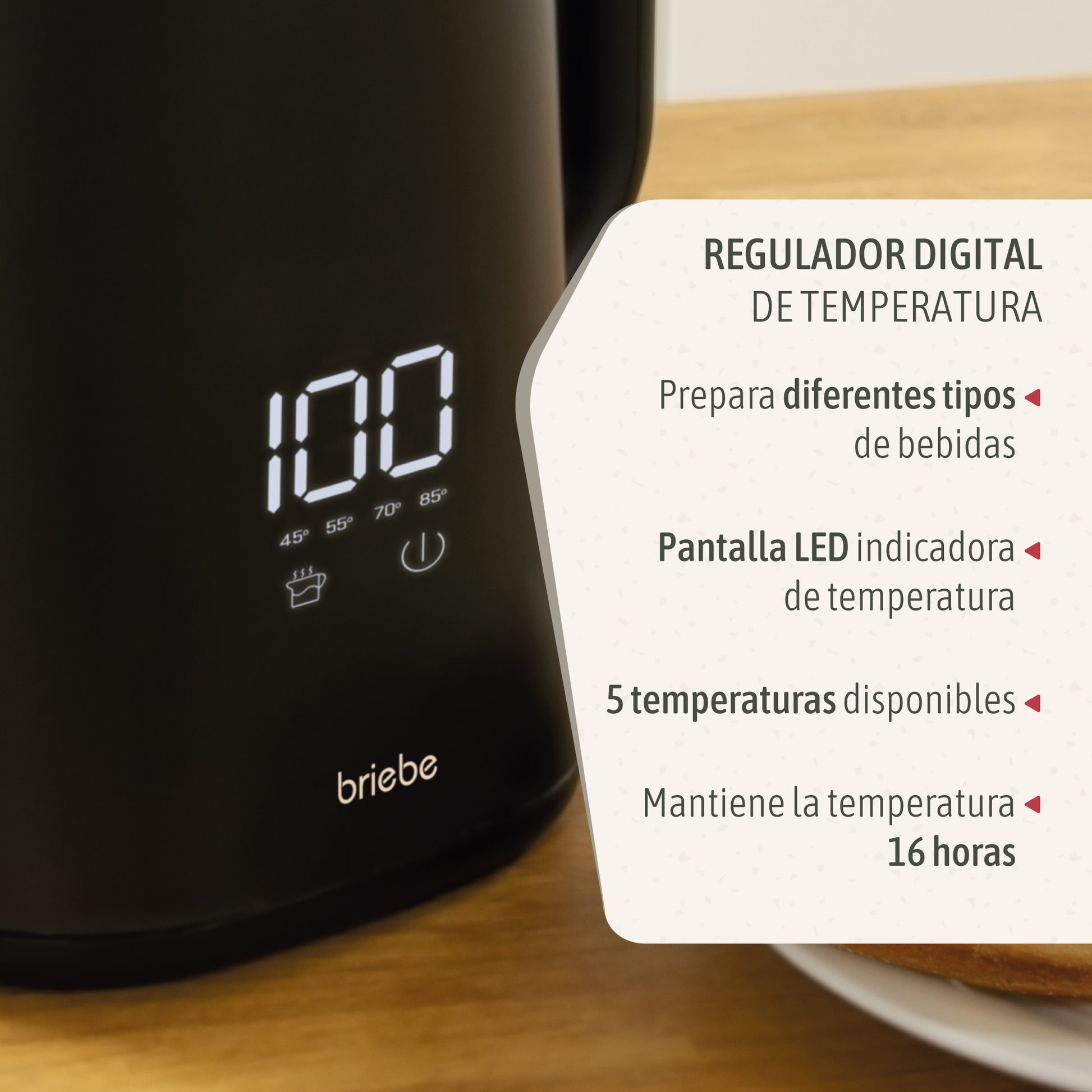 Briebe I-black Hervidor Agua Eléctrico 1,7lregulador De Temperatura Digital 45°c A 100°c, Libre De Bpa, Kt1175blk_2