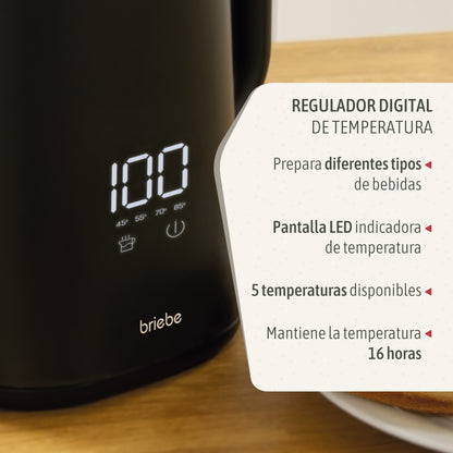 Briebe I-black Hervidor Agua Eléctrico 1,7lregulador De Temperatura Digital 45°c A 100°c, Libre De Bpa, Kt1175blk_2
