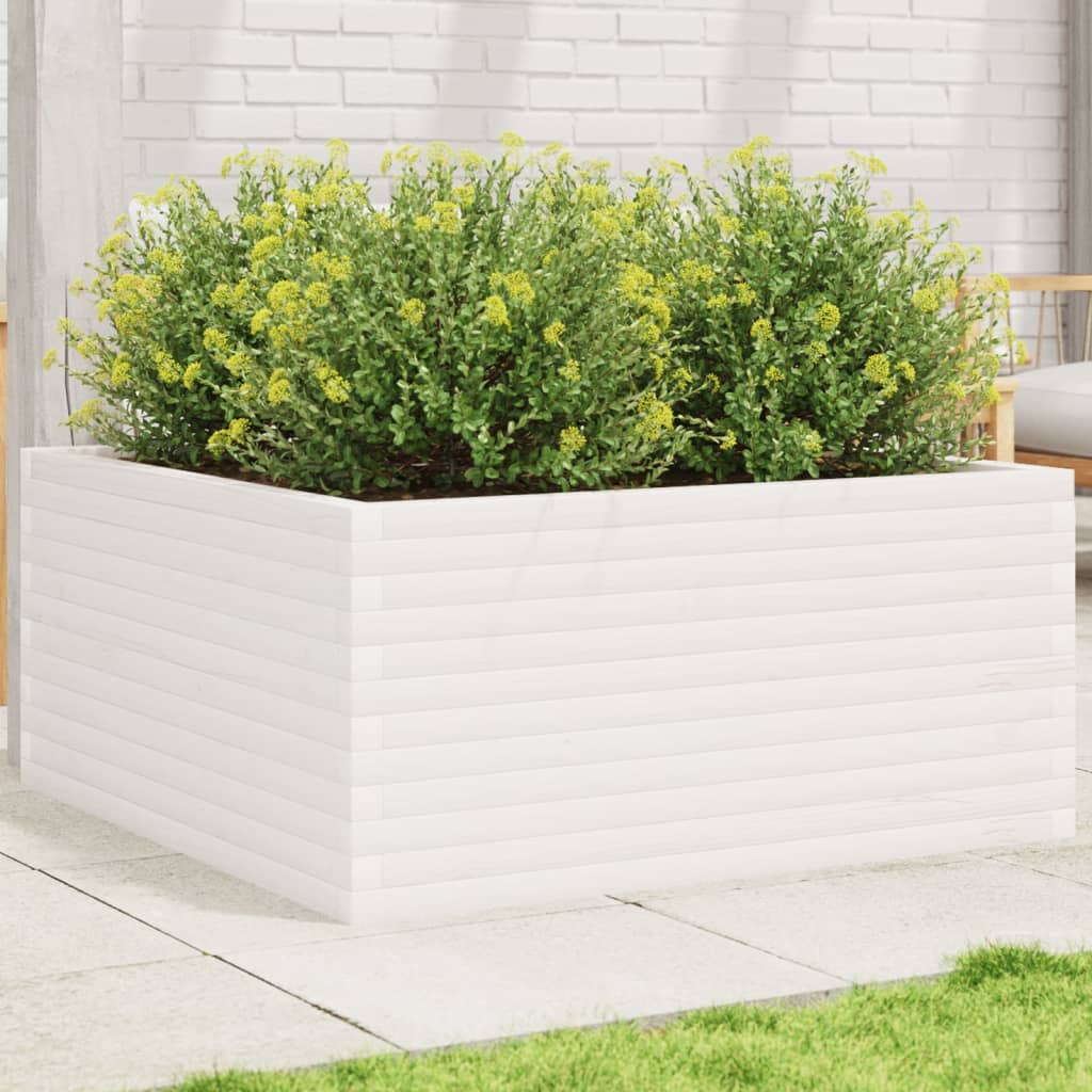 Jardinera Madera Maciza De Pino Blanco 100x100x46 Cm_1