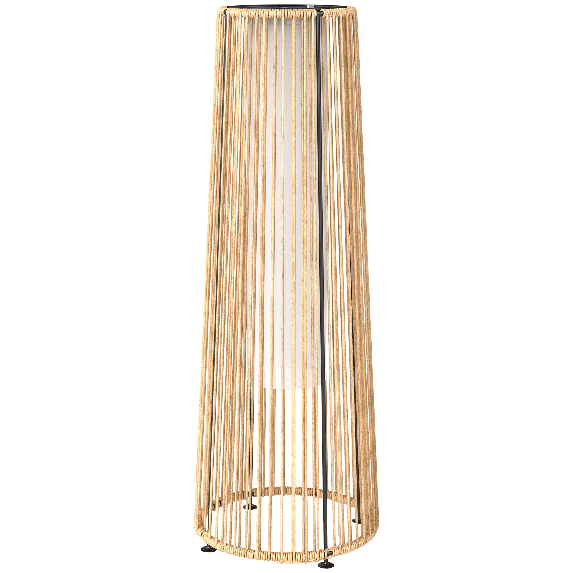 Outsunny Lámpara De Pie Ratán Energía Solar Con Control Luz Automático Negro_0