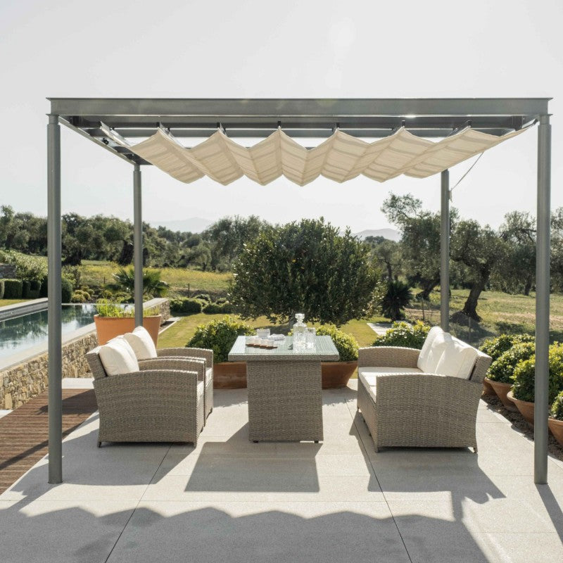 Muebles De Jardín Comedor New York 5 Plazas Ratán Sintético Beige Kiefergarden_2
