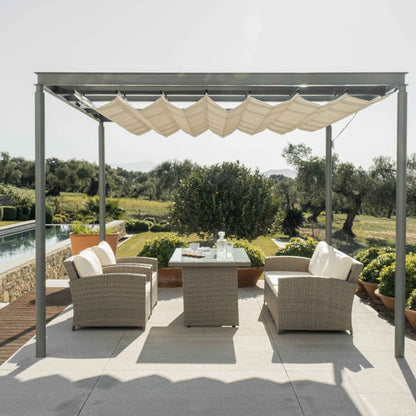 Muebles De Jardín Comedor New York 5 Plazas Ratán Sintético Beige Kiefergarden_2