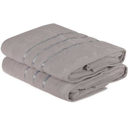 Juego De Toallas De Baño (2 Piezas) Azul Claro Y Gris Claro_0