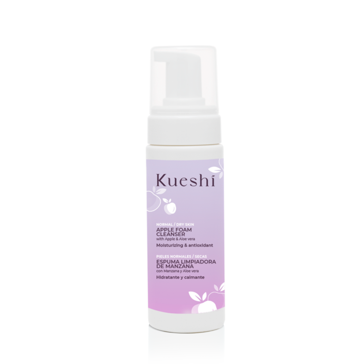 Kueshi Espuma de Limpeza para Pele Normal e Seca com Maçã e Aloé Vera 150 ml