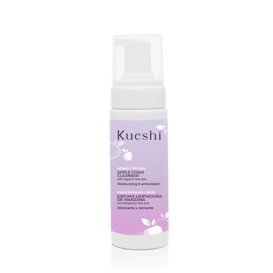 Kueshi Espuma de Limpeza para Pele Normal e Seca com Maçã e Aloé Vera 150 ml