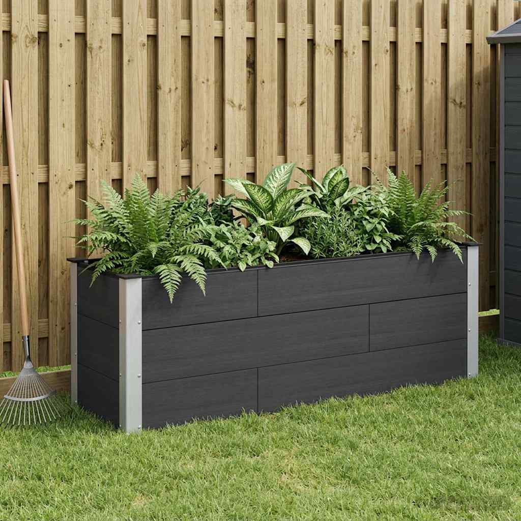 Arriate Elevado Negro 150 X 50 X 54 Cm Wpc Y Aluminio_1