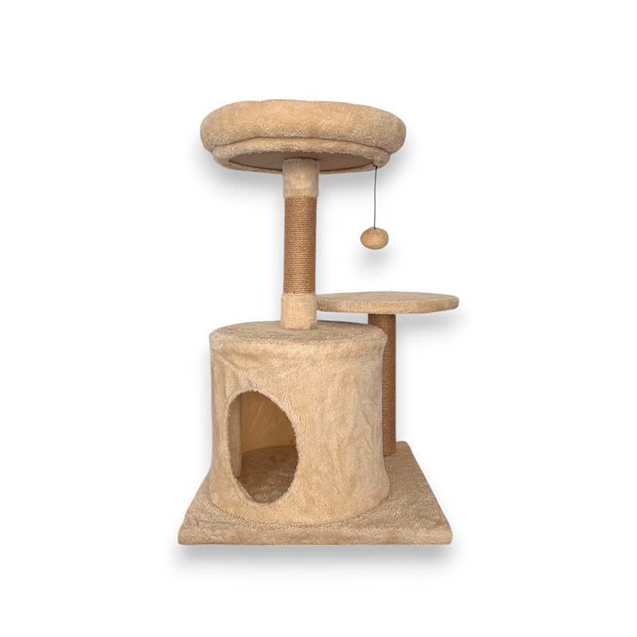 Cama Árbol Para Gatos Nácar Con Base De Madera Maciza Y Diseño Ligero Althea Living 30x30x61.5cm_0