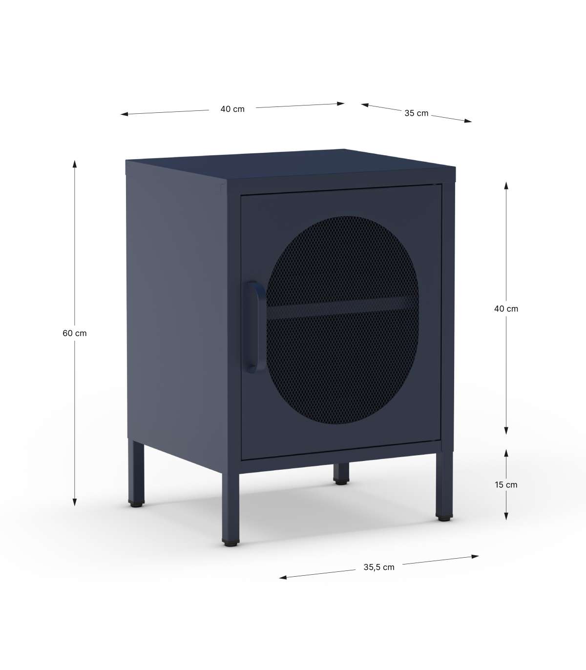 Mesita De Noche Para Dormitorio Dora 1 Puerta Acabado En Metal Azul , 40cm(ancho) 60cm(alt_3