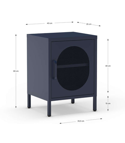 Mesita De Noche Para Dormitorio Dora 1 Puerta Acabado En Metal Azul , 40cm(ancho) 60cm(alt_3
