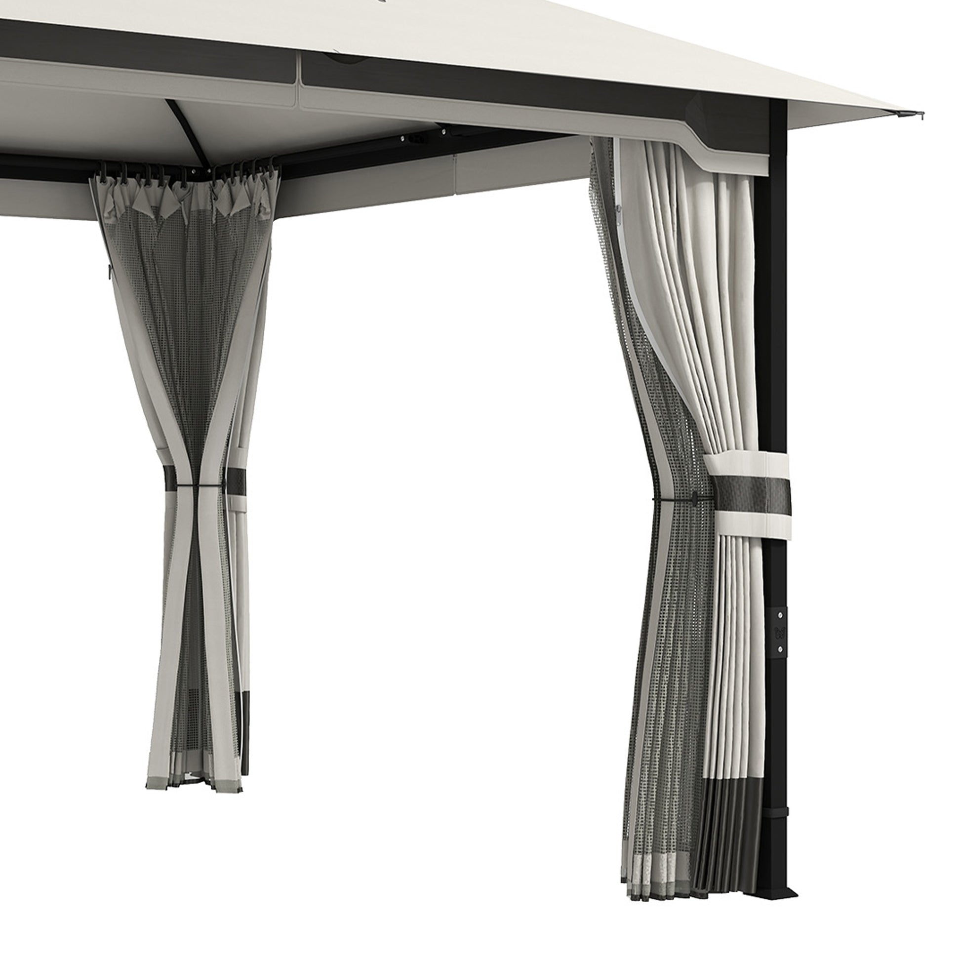 Outsunny Cenador Para Jardín 3x3,6 M Con Doble Techo 4 Paredes Mosquitera Gris_4