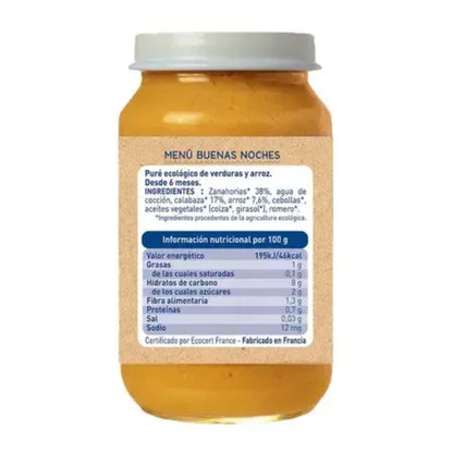 Pote Boa Noite Cenoura, Abóbora e Arroz, Babybio 200 g